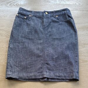 Lilly Pulitzer Dark Denim Skirt with Embroidered 🌴 Pockets, size 2, 20” L